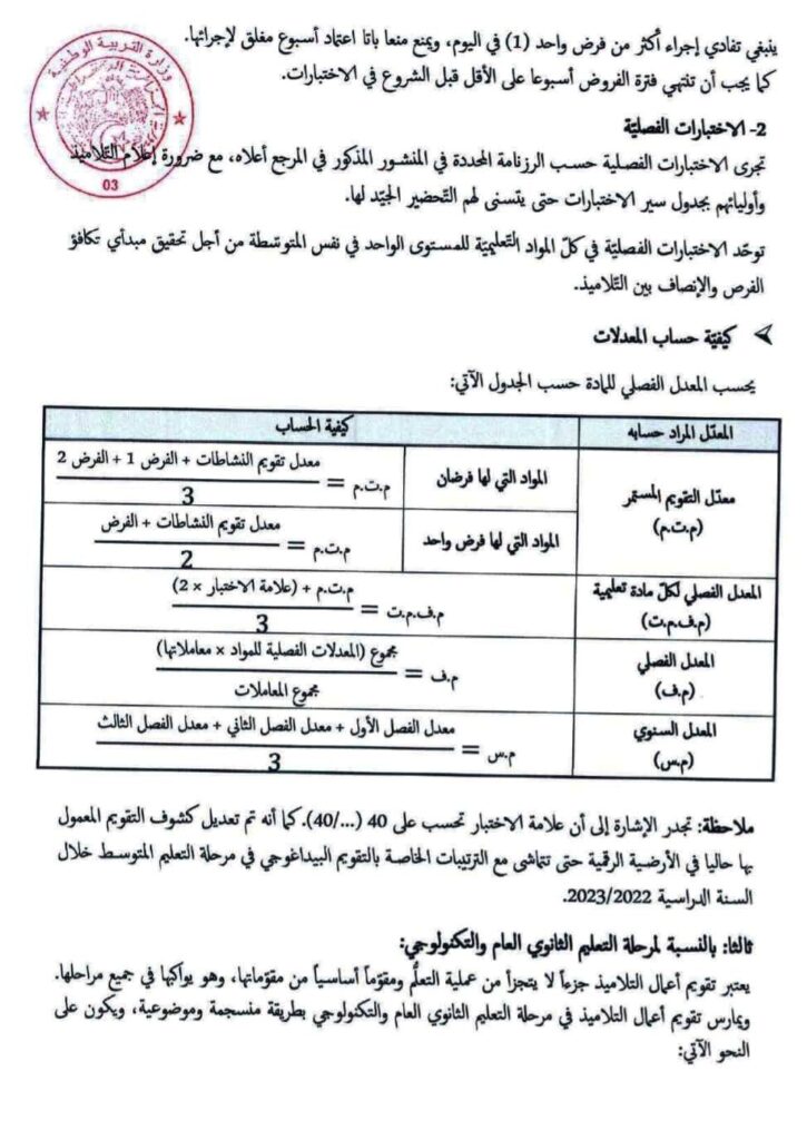 التقويم البيداغوجي للسنة الدراسية 20232022